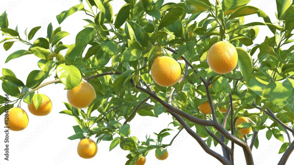 Lush orange tree branches laden with ripe citrus fruit Lush orange tree branches laden with ripe citrus fruit