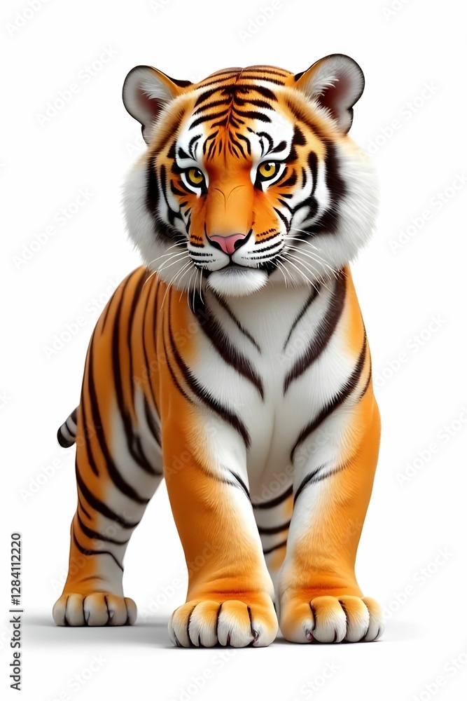 Obraz premium Tiger on white background. Wild animal concept