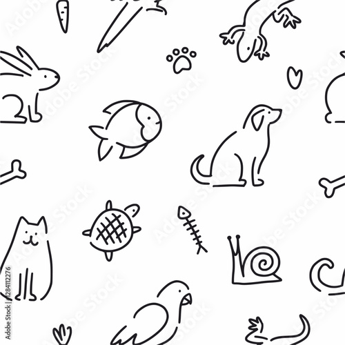 Pets collection pattern, doodle style collection for pet shop