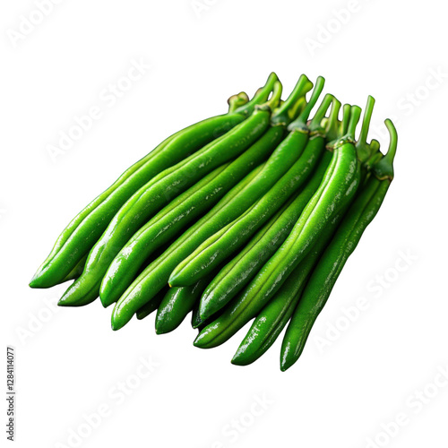 fresh green beans isolated on white background