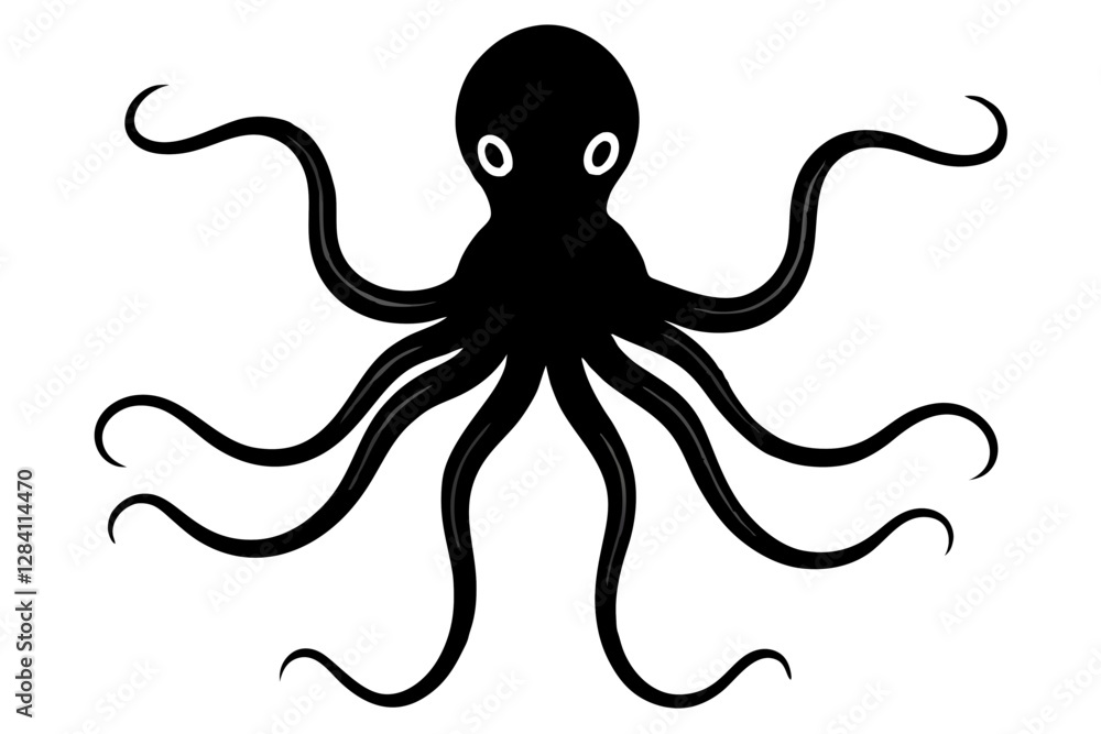 Obraz premium Octopus vector silhouette on white background