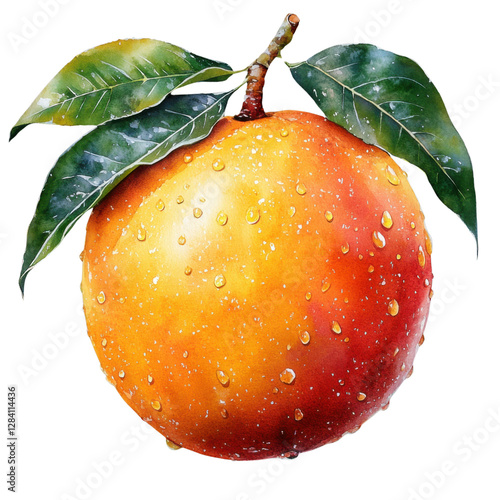 fresh mango watercolor illustration on white background