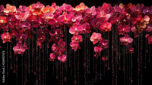 Vibrant orchid display floral exhibition nature indoor environment close-up view botanical beauty