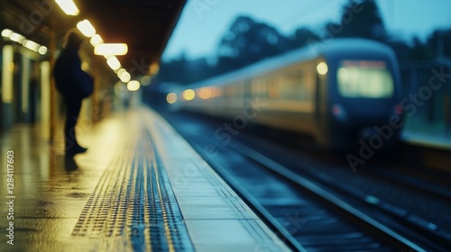 Wallpaper Mural Blurred city commuter waiting for train at twilight Torontodigital.ca