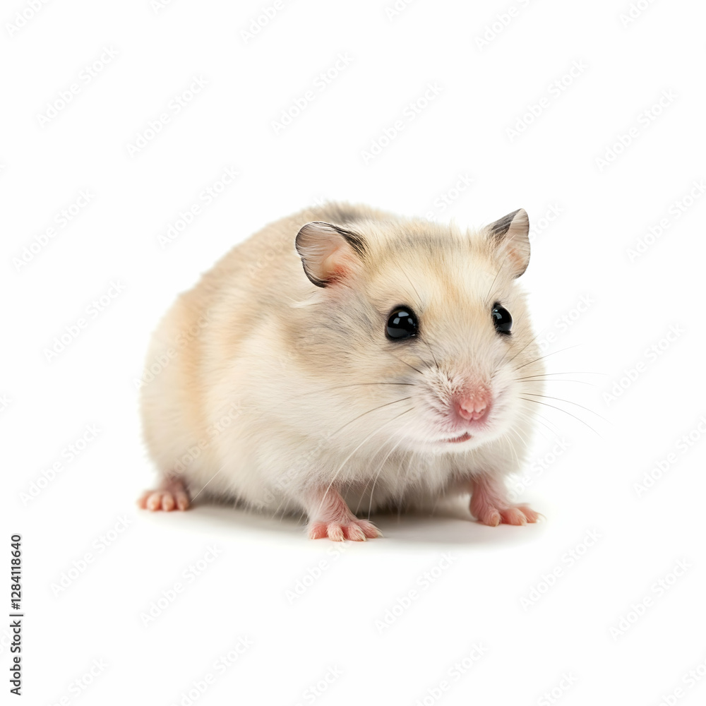 Adorable Dwarf Hamster Looking Curious Isolated on White Background Adorable Dwarf Hamster Looking Curious Isolated on White Background
