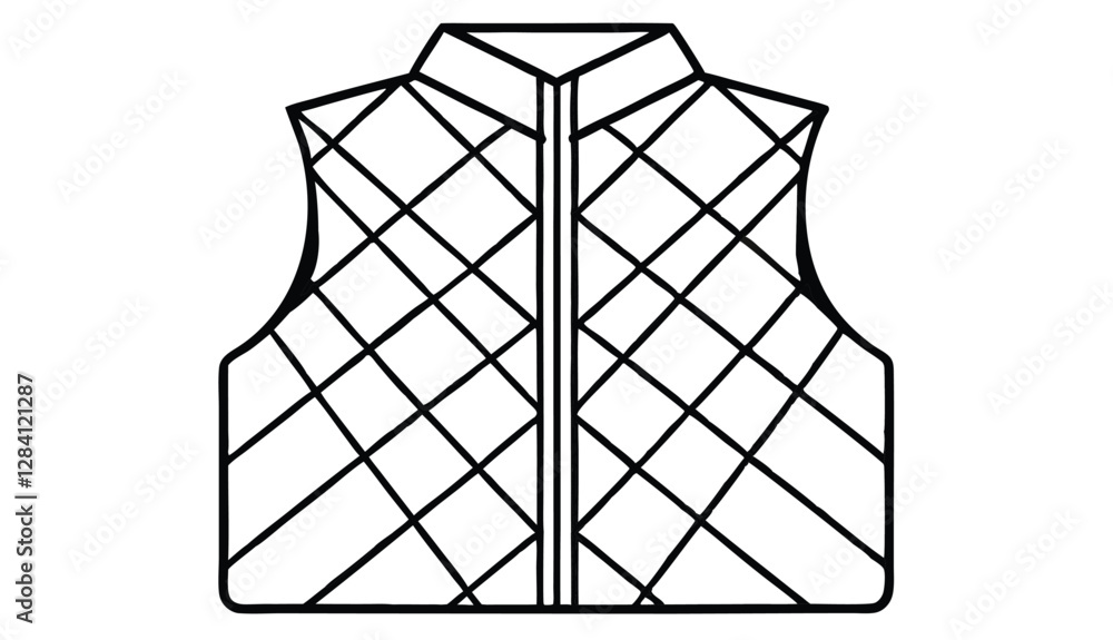 Flat unisex sleeveless jacket apparel, cad design, mock-up, template, vector, clothing, technical drawing, fashion, illustration. Flat unisex sleeveless jacket apparel, cad design, mock-up, template, vector, clothing, technical drawing, fashion, illustration.