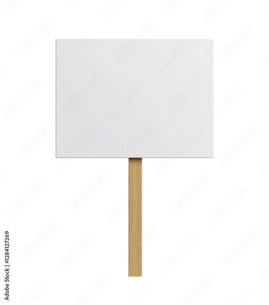 Fototapeta premium Blank protest sign on wooden stick with transparent background