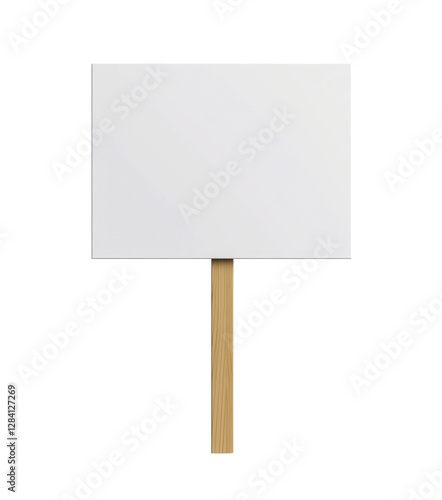 Blank protest sign on wooden stick with transparent background