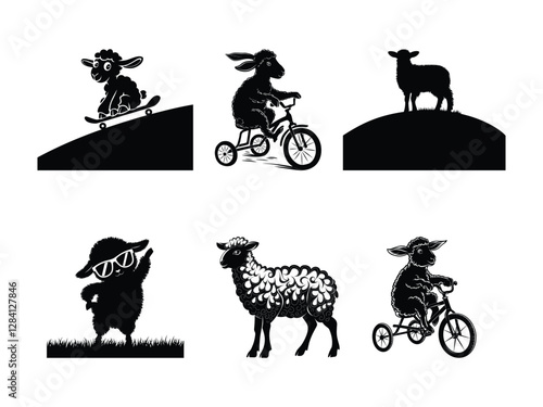Cute Lamb Silhouettes – Adorable Sheep Vector Clipart for Birthdays, Reading, and Superhero Themes