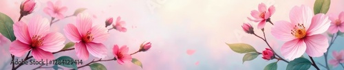 Abstract brushstroke background with pastel colors of blooming flowers, petals, soothing, spring