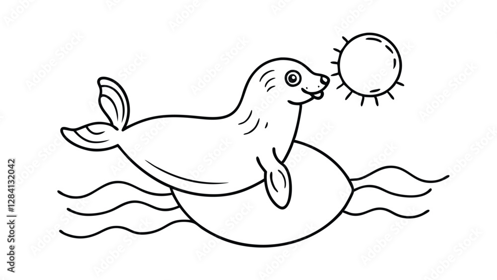 Cute Seal Cartoon Illustration Enjoying the Sun Adobe Illustrator Artwork Cute Seal Cartoon Illustration Enjoying the Sun Adobe Illustrator Artwork