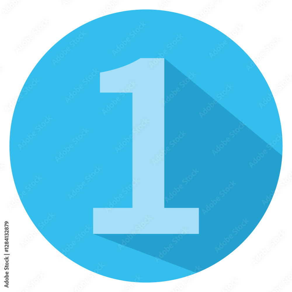 Blue circle with number 1. Typography design icon. Creative vector illustration for business option visualization Blue circle with number 1. Typography design icon. Creative vector illustration for business option visualization