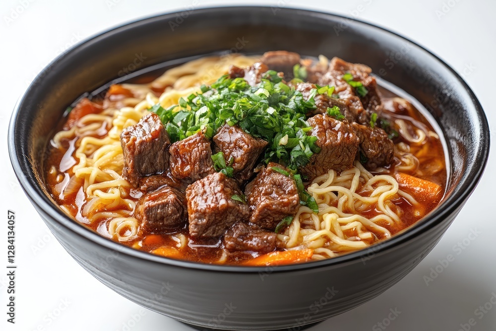 A Bowl of Delicious Beef Noodles Ready to Eat Immediately A Bowl of Delicious Beef Noodles Ready to Eat Immediately