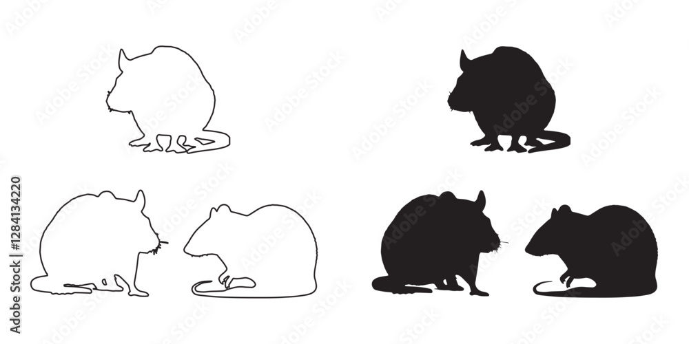 Fototapeta premium Abstract Rat Silhouette - Simplified Rodent Artwork - Unique Rat Vector - Rat Icon 
