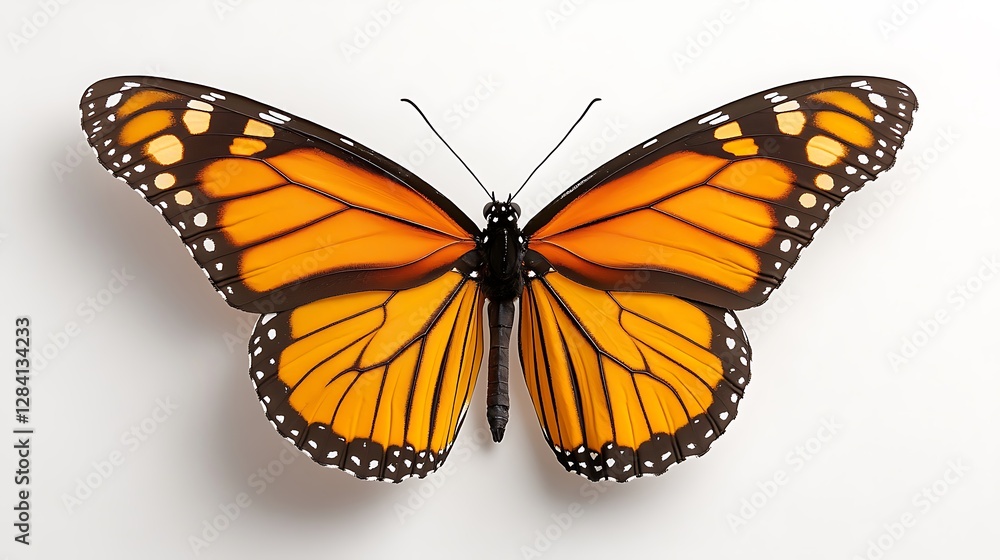 Naklejka premium Vibrant Monarch Butterfly Displaying Exquisite Wing Patterns