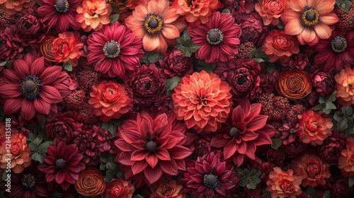 Wallpaper Mural Vibrant floral arrangement nature digital art colorful background close-up view beauty and elegance Torontodigital.ca