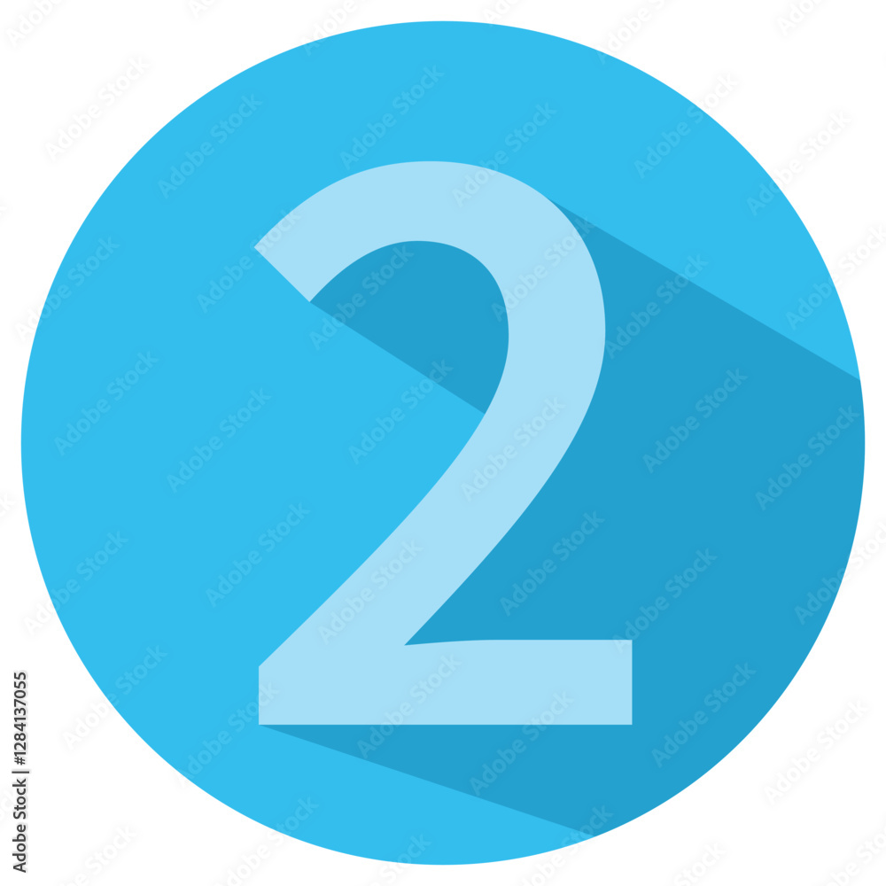 Blue circle with number 2. Typography design icon. Creative vector illustration for business option visualization. Blue circle with number 2. Typography design icon. Creative vector illustration for business option visualization.
