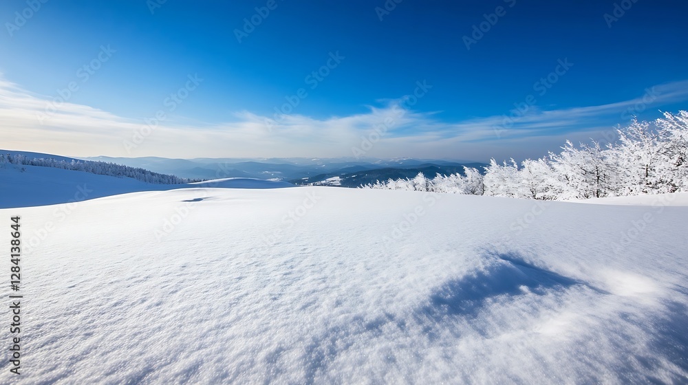 Expansive Snowy Landscape with Rolling Hills Under a Clear Winter Sky : Generative AI Expansive Snowy Landscape with Rolling Hills Under a Clear Winter Sky : Generative AI