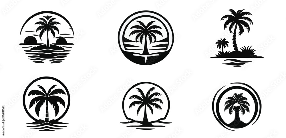 Set of palm tree icon vectors on white background. Vector illustration Set of palm tree icon vectors on white background. Vector illustration