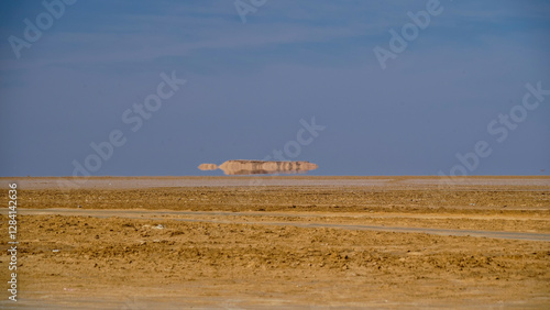  l'effetto Morgana o miraggio nel deserto del Sahara nella regione di Tezeur le località di Ong Jmal 