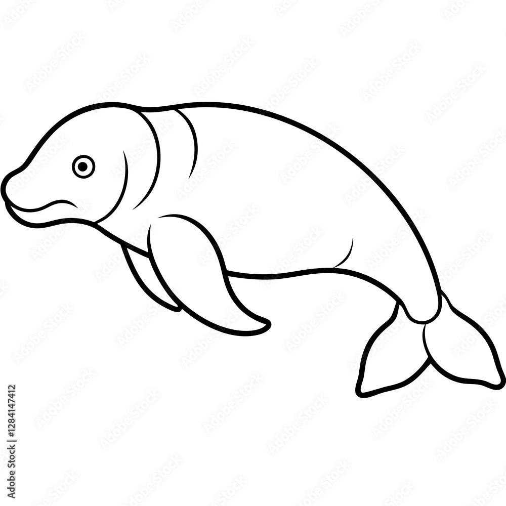 Elegant Dugong One-Line Vector Design Elegant Dugong One-Line Vector Design