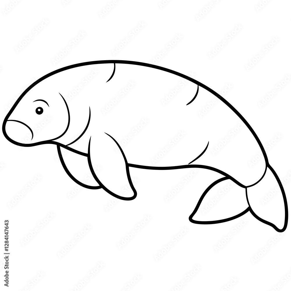 Elegant Dugong One-Line Vector Design Elegant Dugong One-Line Vector Design