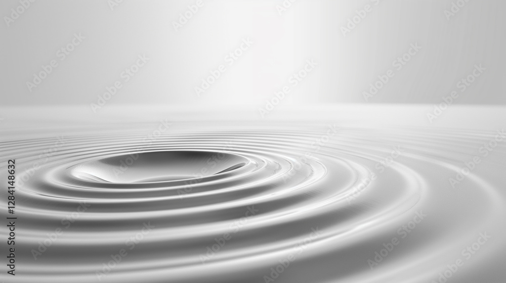 White milk ripples spreading in concentric circles on pure white background, AI generative White milk ripples spreading in concentric circles on pure white background, AI generative