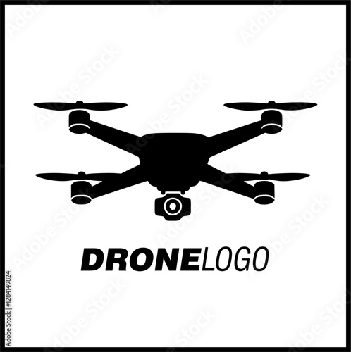 Vector drone icon black design. Simple vector icon a drone. Civilian aerial drone flat icon. rc drone quadcopter with camera black symbol.