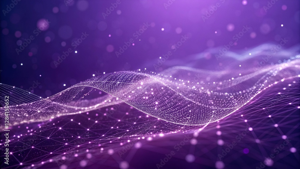 Futuristic Digital Waves with Glowing Particles in Purple Futuristic Digital Waves with Glowing Particles in Purple