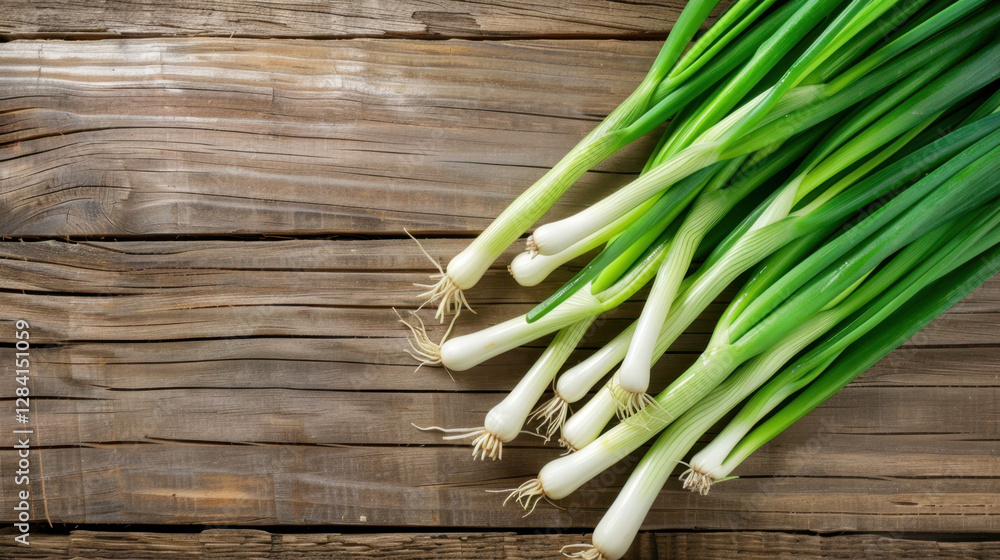 green onions on wooden background green onions on wooden background