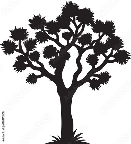 Joshua tree silhouette, black and white silhouette, vector and illustration