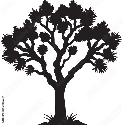 Joshua tree silhouette, black and white silhouette, vector and illustration