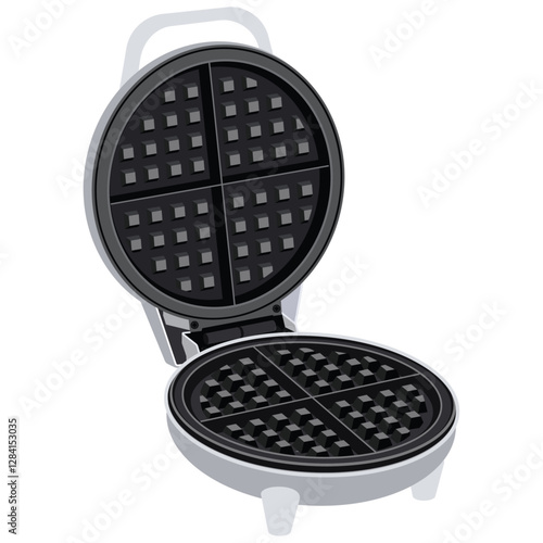 round waffle iron, Waffle maker flat icon. 