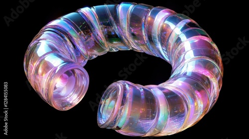 Iridescent Spiral Glass Abstract Art Sculpture