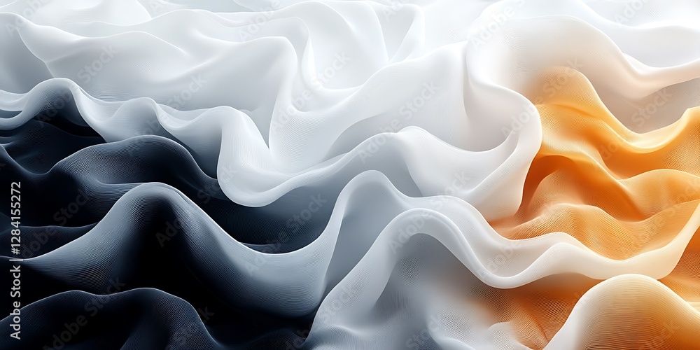 Fototapeta premium Abstract fabric folds in white, gray and orange