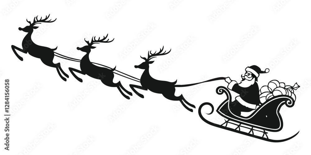 Santa and Reindeer Silhouette Illustration Santa and Reindeer Silhouette Illustration