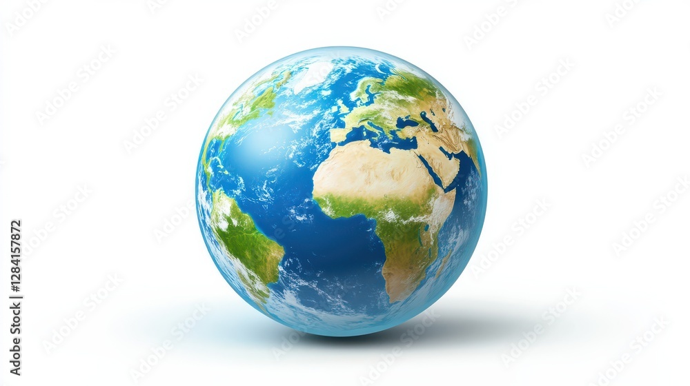 Realistic globe with continents and oceans in detailed view Realistic globe with continents and oceans in detailed view