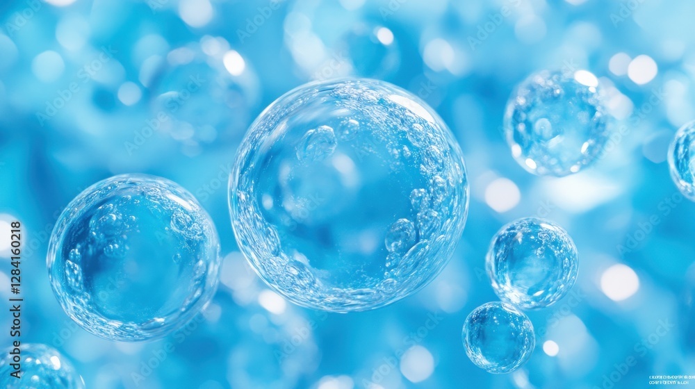 Translucent blue spheres in a bokeh background Translucent blue spheres in a bokeh background