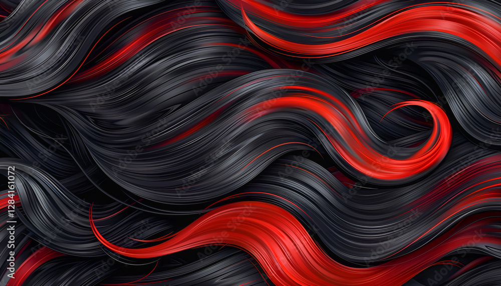 Obraz premium Czarno-czerwone włosy – zmysłowe i tajemnicze fale