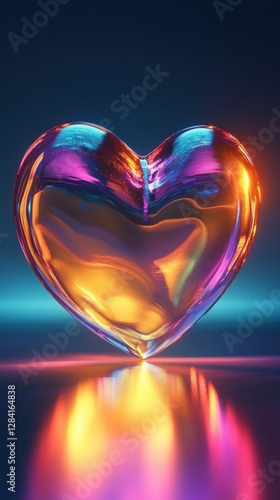 Vibrant Glass Heart Illuminated With Neon Colors