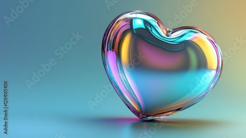 Iridescent Glass Heart Shape Abstract Art
