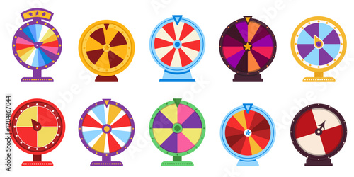 Vector fortune wheel set - lottery bonus wheels collection.