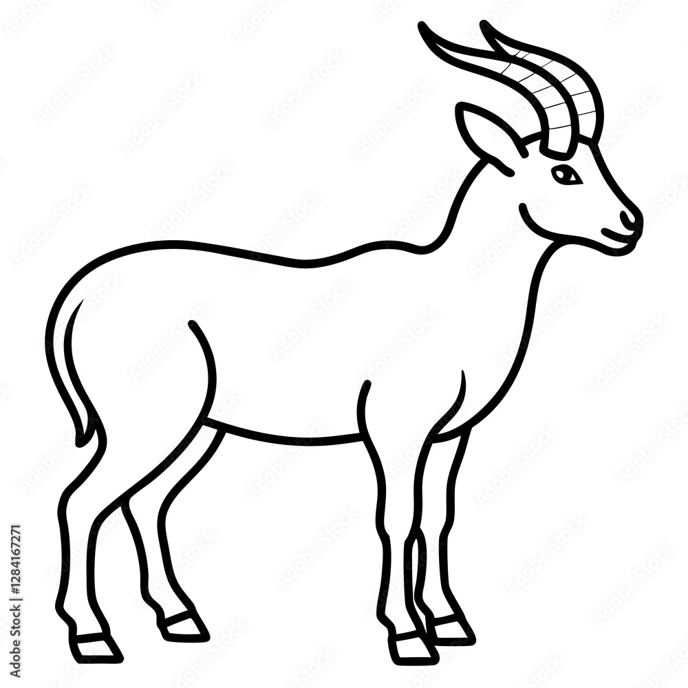 Ibex One-Line Vector Illustration Ibex One-Line Vector Illustration