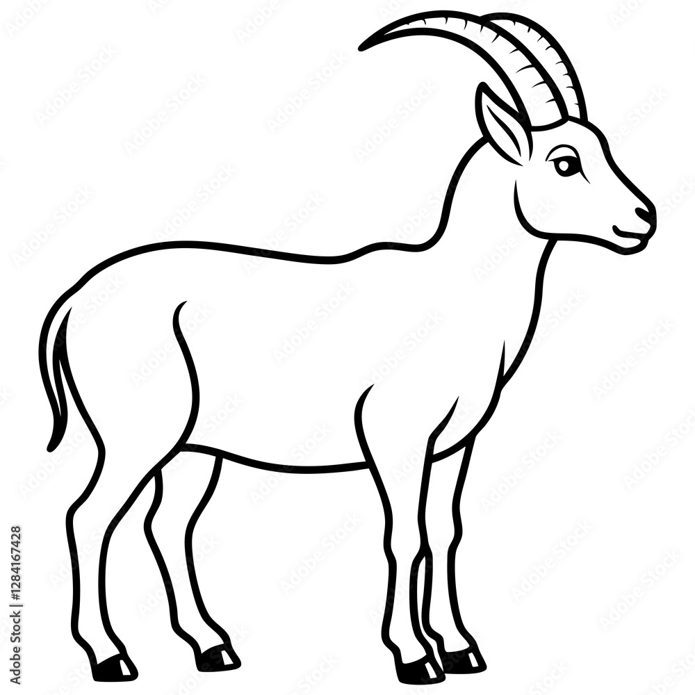 Ibex One-Line Vector Illustration Ibex One-Line Vector Illustration