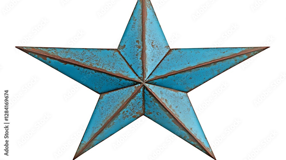 Obraz premium Rustic Teal Metal Star Wall Decor: Farmhouse Style Home Accent AI Generated