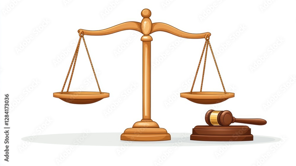 Wooden scales of justice and gavel on white background. (2) Wooden scales of justice and gavel on white background. (2)