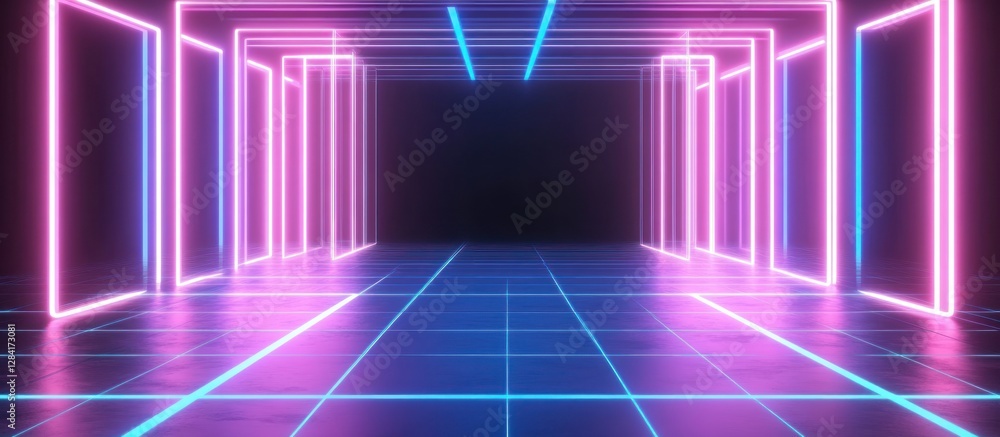 Neon Lights Corridor: A Futuristic Digital Art Neon Lights Corridor: A Futuristic Digital Art