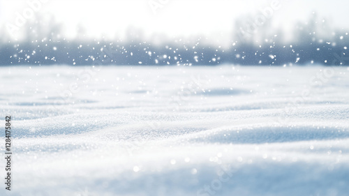 Wallpaper Mural A gentle snowfall blanketing a quiet field, leaving behind a smooth, untouched snow surface. The overall white abstract background is ideal for inserting seasonal promotions or any design (2) Torontodigital.ca