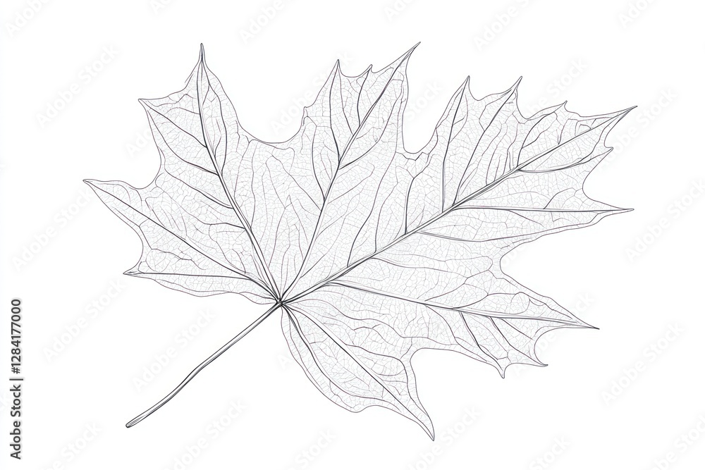 Skeletonized Maple Leaf on White Background Skeletonized Maple Leaf on White Background