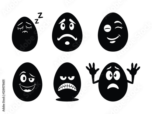 Easter Egg Faces Silhouette | Funny & Cute Expressions 
